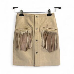 Free People x Understated Leather Fringe Cream Mini Skirt Size XS
